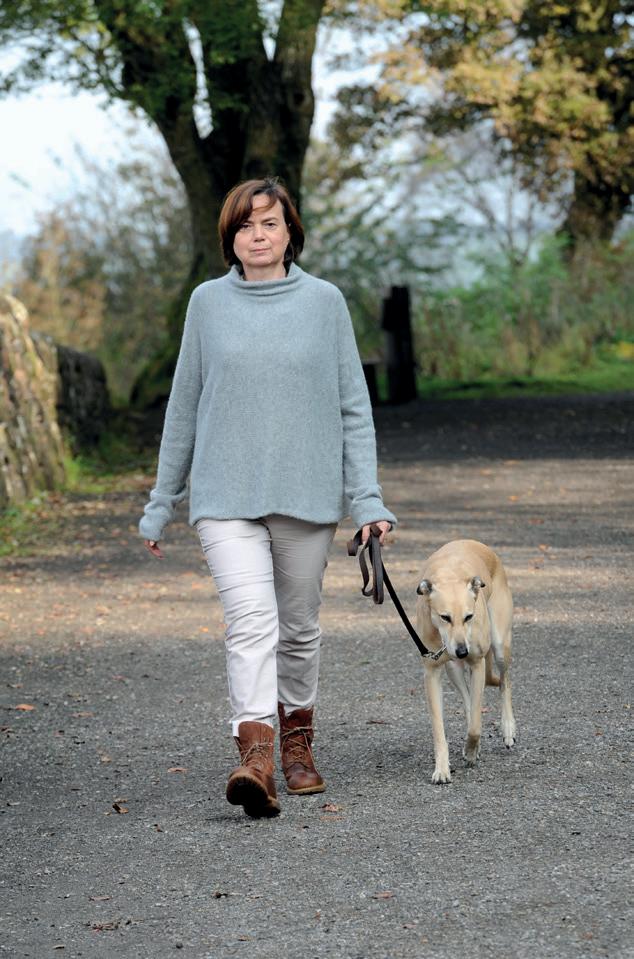 Rosie Ayliffe takes her dog for a walk. 