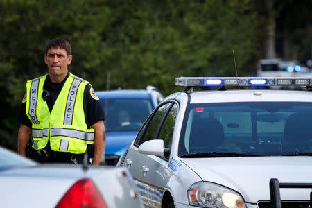 The scene where people were injured when a gunman opened fire at the Burnette Chapel Church of Christ, in Nashville, Tennessee, U.S., September 24, 2017. REUTERS/Jamie Gilliam