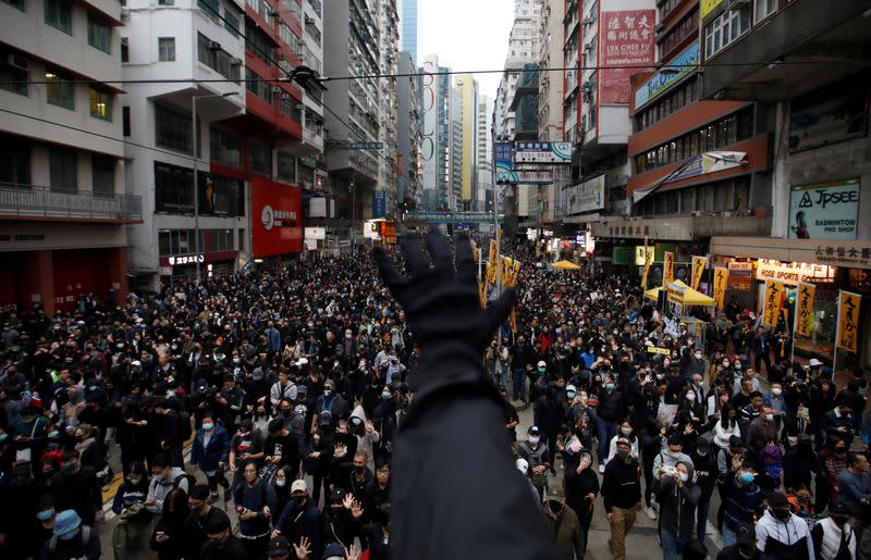 Anti-government New Year's Day demonstration in Hong Kong