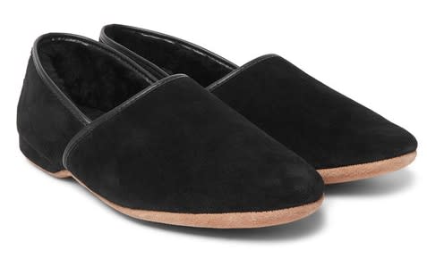 black suede derek rose slipper