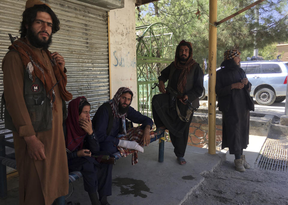 Taliban soldiers stand guard in Panjshir province, northeastern of Afghanistan, Wednesday, Sept. 8, 2021. (AP Photo/Mohammad Asif Khan)