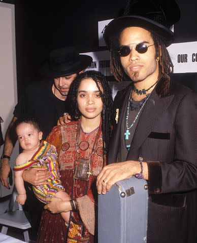 Vinnie Zuffante/Getty Lenny Kravitz with Lisa Bonet and Zoe Kravitz at a press conference in Lincoln Center, New York City in 1989.