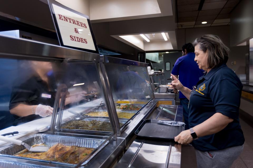 The new Luby's Pop Up at the El Paso County Courthouse Downtown is also modeled as a cafeteria-style eatery. Visitors pick their meal and two sides on Friday, Aug. 25, 2023.