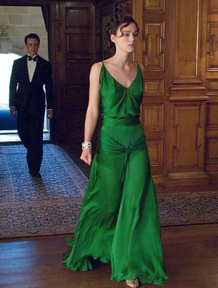 <p>More than a decade after <em>Atonement </em>was released, we still can't stop thinking about Keira Knightley's green dress, designed by Jacqueline Durran. The slinky '30s style and bright jewel tone evokes almost as much drama as the scene it was featured in. </p>