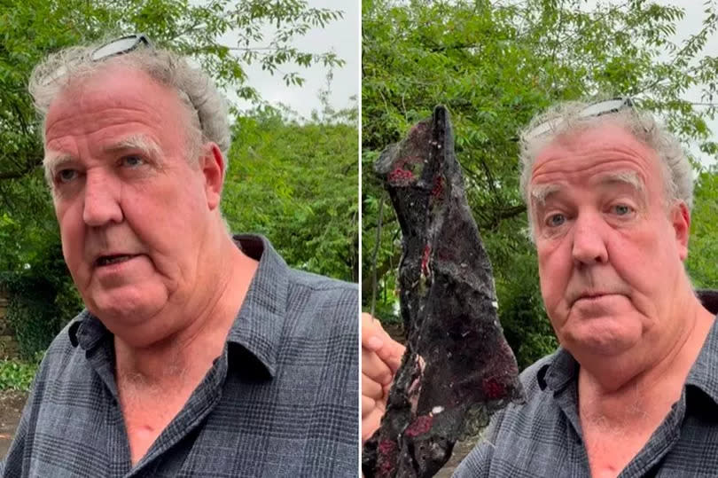 Jeremy Clarkson shows the knickers on a stick to his instagram fans in close up
