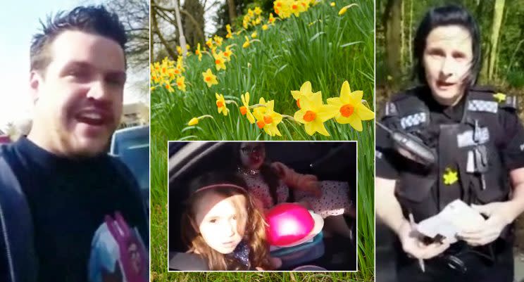 David Taylor said his daughters could pick some daffodils - but the police thought otherwise (Pictures: SWNS)