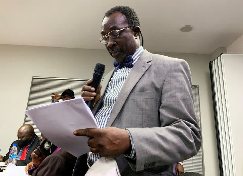 Adesina Ogunlana, the lawyer for the protesters, attends a judicial panel in Lagos