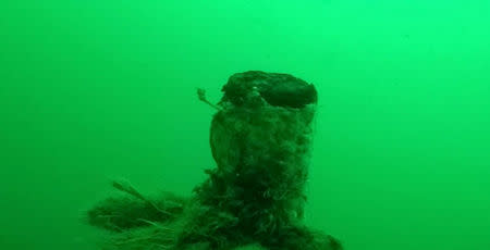 The well-preserved wreck of a World War One German submarine, possibly still containing the bodies of 23 crew members, found off the Belgian coast, is seen in this handout picture provided by KB Vlaanderen on September 19, 2017. KB Vlaanderen- Tomas Termote/Handout via REUTERS