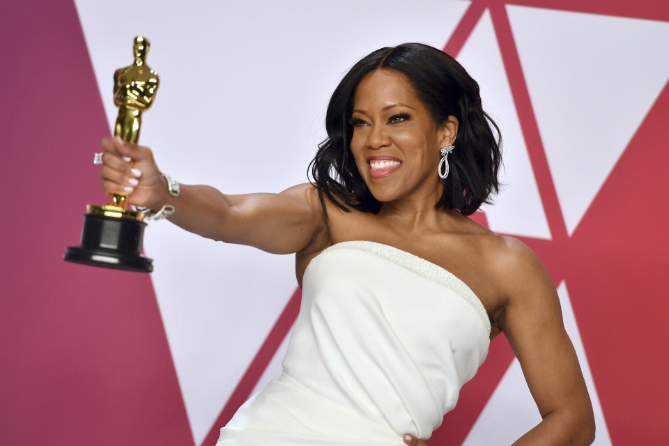 FILE - Regina King poses with the award for best performance by an actress in a supporting role for "If Beale Street Could Talk" in the press room at the Oscars on Feb. 24, 2019, in Los Angeles. King turns 52 on Jan. 15. (Photo by Jordan Strauss/Invision/AP, File)