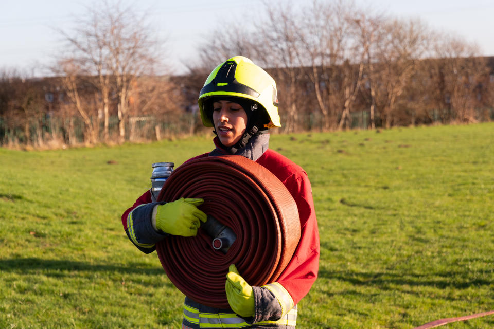 Uroosa Arshid became the UK's first operational hijab-wearing firefighter. (Nottinghamshire Fire and Rescue Service)