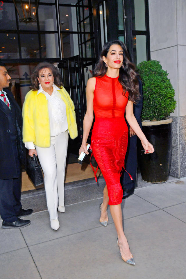 Amal Clooney In Bottega Veneta - United Nations Headquarters - Red