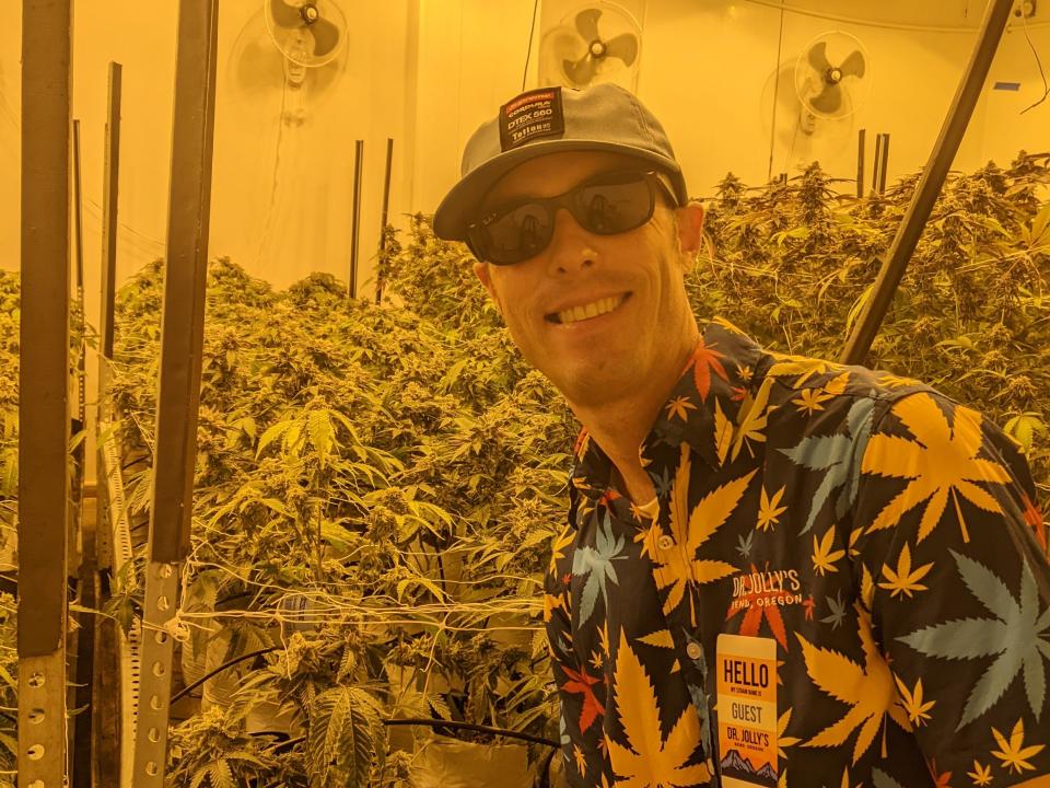 Jules Rogers in Oregon, marijuana has been recreationally legal since July 2015' - My husband Marshall at a Dr. Jolly’s / Tumalo Industries indoor recreational marijuana grow.