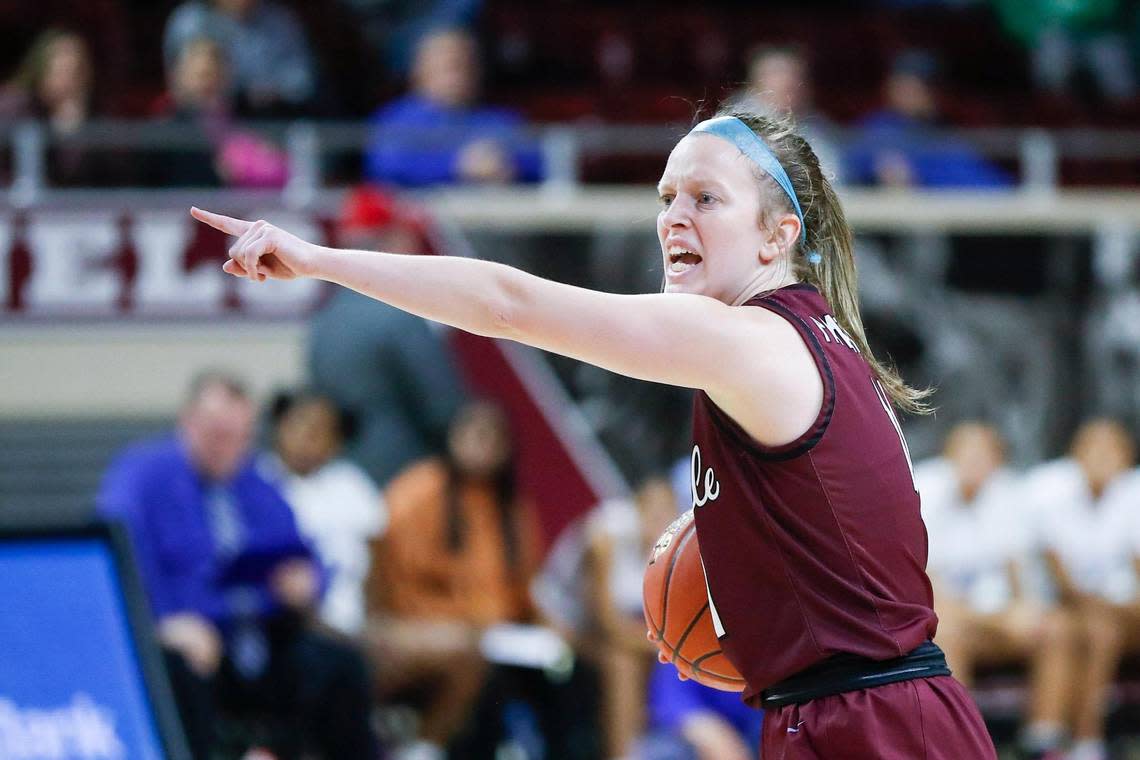 Pikeville’s Trinity Rowe calls a play for her teammates against Danville during the All “A” Classic quarterfinals Friday. “She’s an extension of me on the floor,” Pikeville girls’ basketball coach Kristy Orem said.