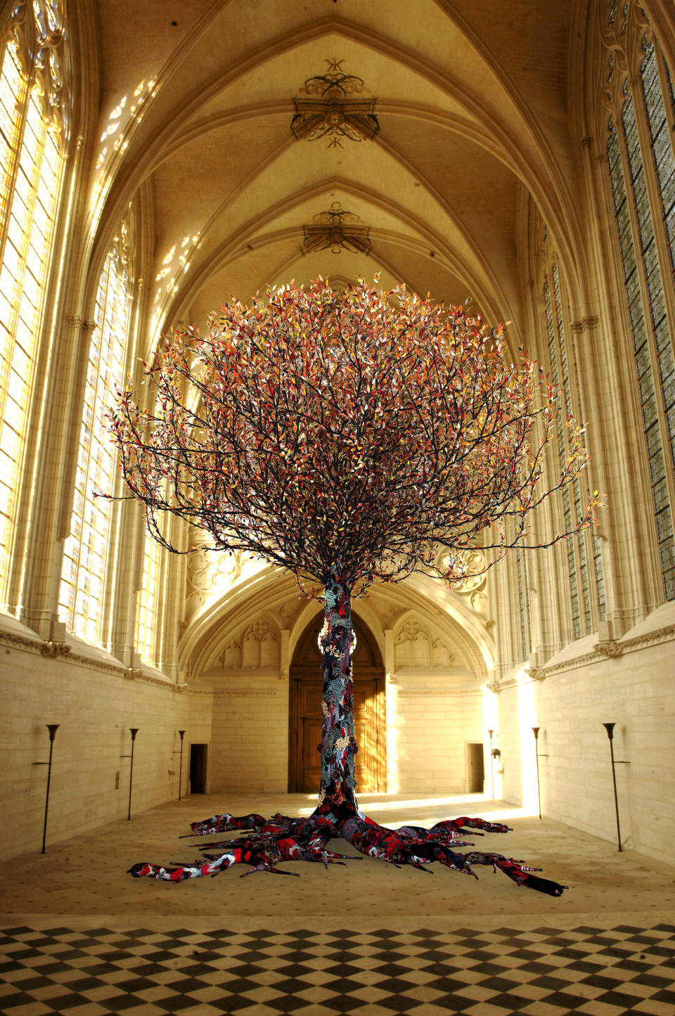 A 3D rendering of Joana Vasconcelos’ “Tree of Life installation” at the Sainte-Chapelle de Vincennes. - Credit: Courtesy of Atelier Joana Vasconcelos