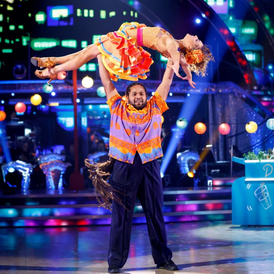 One of Hamza Yassin's big salsa lifts - Guy Levy/BBC/PA