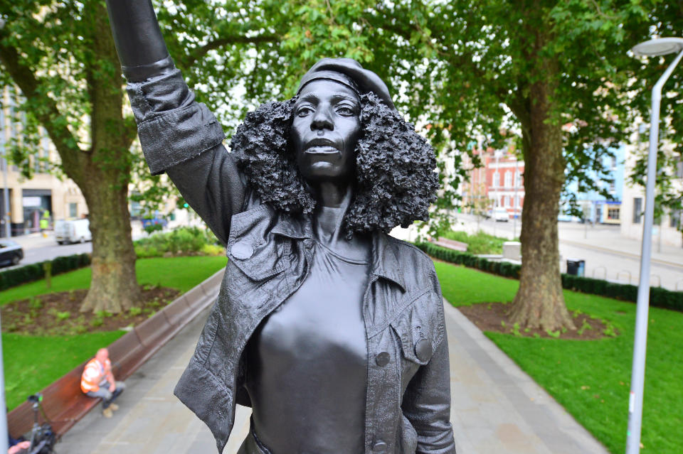 A Surge of Power (Jen Reid) 2020, by prominent British sculptor Marc Quinn, which has been installed in Bristol on the site of the fallen statue of the slave trader Edward Colston.