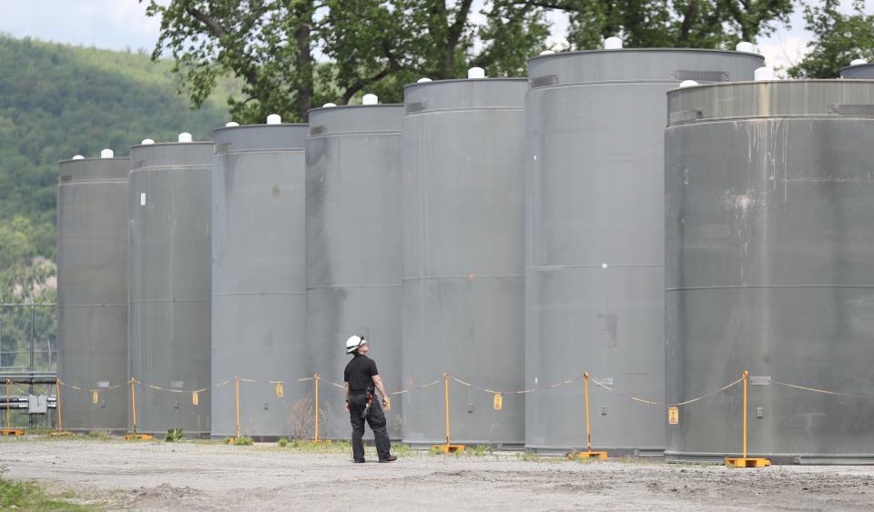 Nuclear fuel dry cask storage facility at Indian Point Energy Center in Buchanan on Monday, May 20, 2019.  