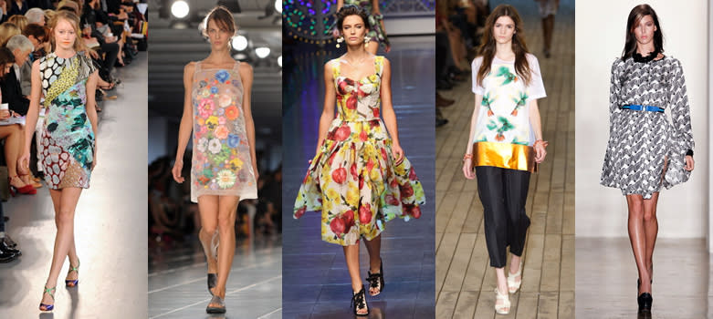 Mary Katrantzou, Christopher Kane, Dolce & Gabbana, Commuun and Peter Som Spring/Summer 2012 (Getty Images)