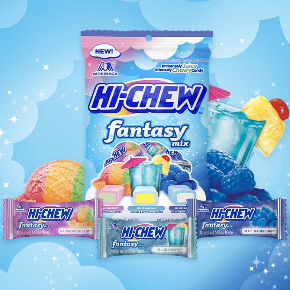 <p><strong>Release Date:</strong> February 2022</p><p>Prepare to be transported into a true candy dream with the Hi-Chew Fantasy Mix pack. It features Rainbow Sherbet, Blue Hawaii, and Blue Raspberry candy pieces, each with their own distinct tastes. You can find them at<a href="https://www.prnewswire.com/news-releases/introducing-hi-chew-fantasy-mix-the-moment-fans-have-been-dreaming-of-301476939.html" rel="nofollow noopener" target="_blank" data-ylk="slk:7-Eleven and Speedway retailers nationwide;elm:context_link;itc:0;sec:content-canvas" class="link "> 7-Eleven and Speedway retailers nationwide</a> now, and there will be a wider distribution later this year.</p>