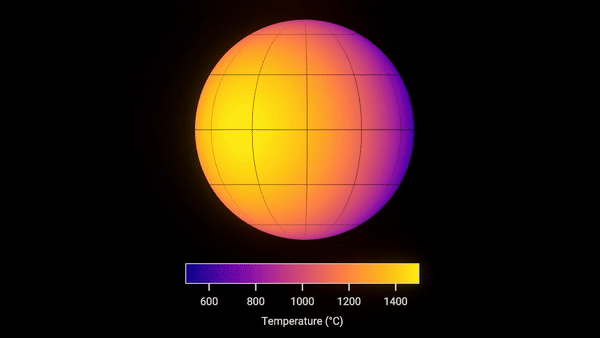 A rotating orange and purple globe