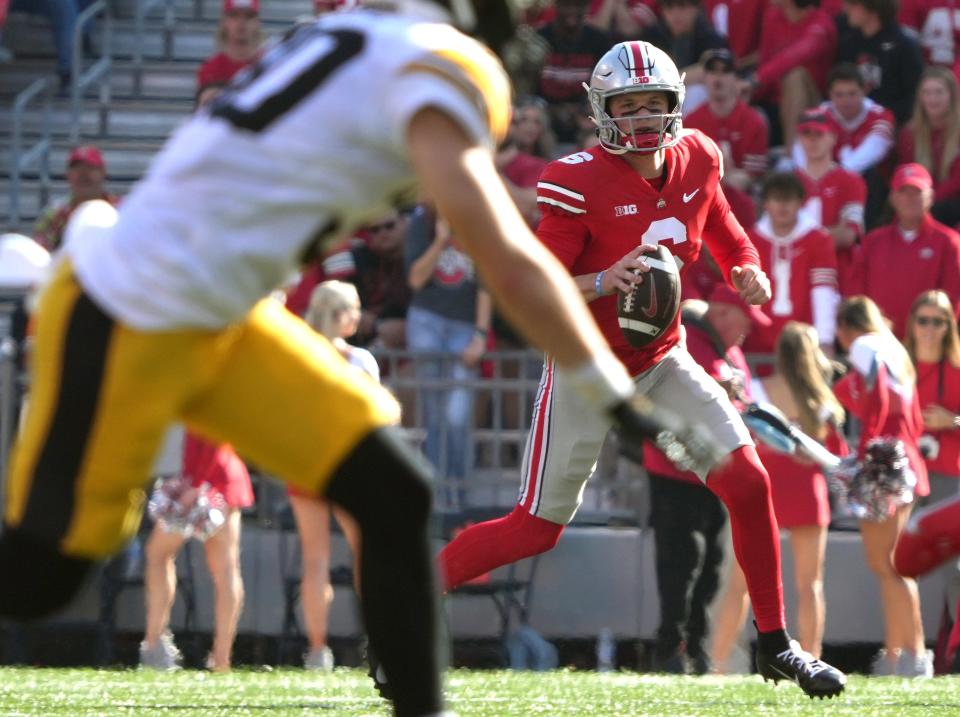 Kyle McCord continues to battle Devin Brown for the starting quarterback job at Ohio State.