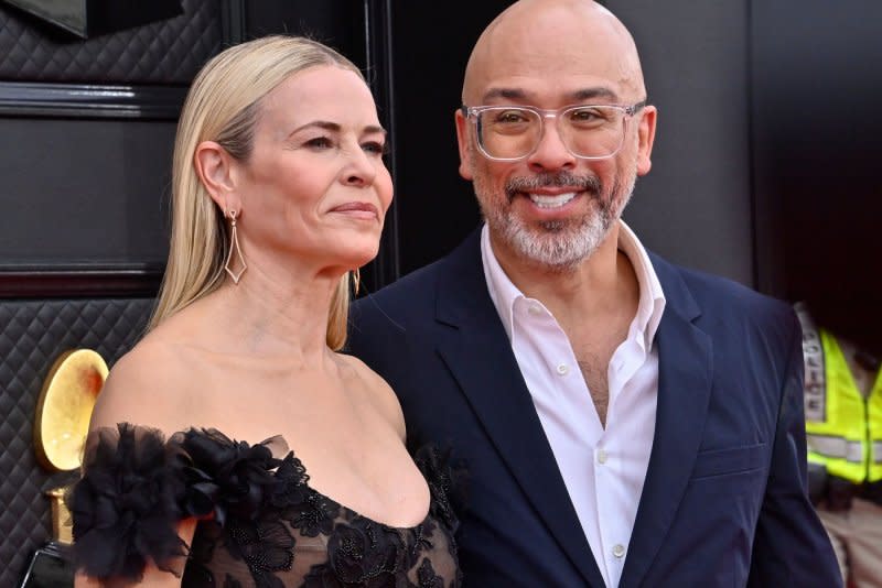 Chelsea Handler and Jo Koy arrive for the 64th annual Grammy Awards at the MGM Grand Garden Arena in Las Vegas in 2022. File Photo by Jim Ruymen/UPI