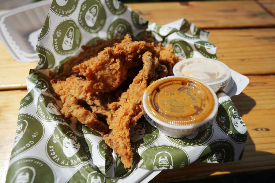 Marlon Rison makes his vegan lemon pepper wings with several seasonings and locally bought mushrooms, and he batters the mushrooms twice.