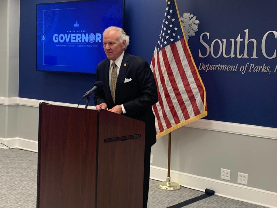 S.C. Gov. Henry McMaster speaks at a news conference on Tuesday, Aug. 29, 2023, ahead of Hurricane Idalia’s expected impact on the state.