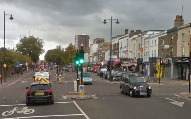 Police pursued the man on foot after they attempted to stop a car in Kingsland Road - Google Street View