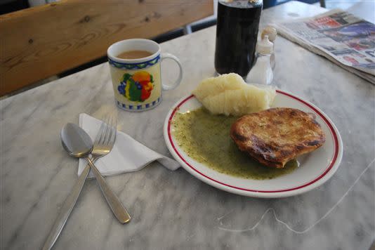 Lunch in a traditional London pie and mash shop