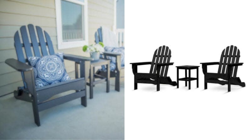 People with front porches may have space for this nice Adirondack chair set.