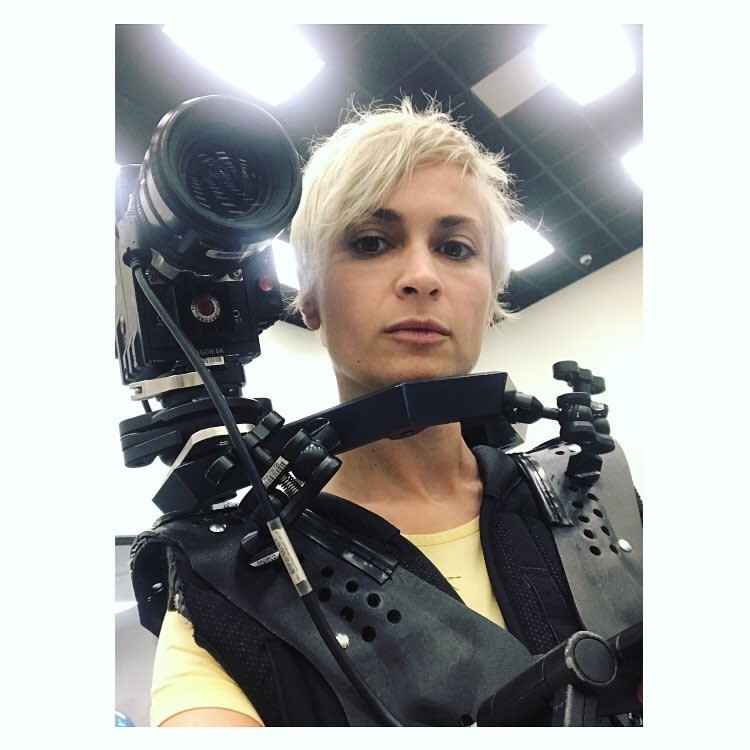 A photo of Halyna Hutchins using camera equipment. Photo: Instagram/halynahutchins.