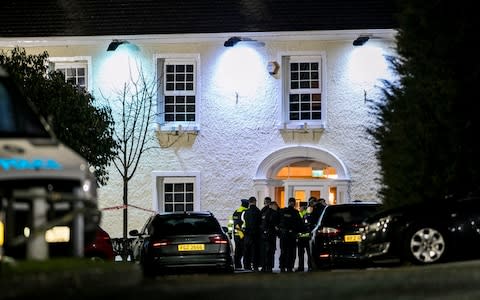 Police at the entrance of the Greenvale Hotel in Cookstown Co. Tyrone in Northern Ireland - Credit: PA