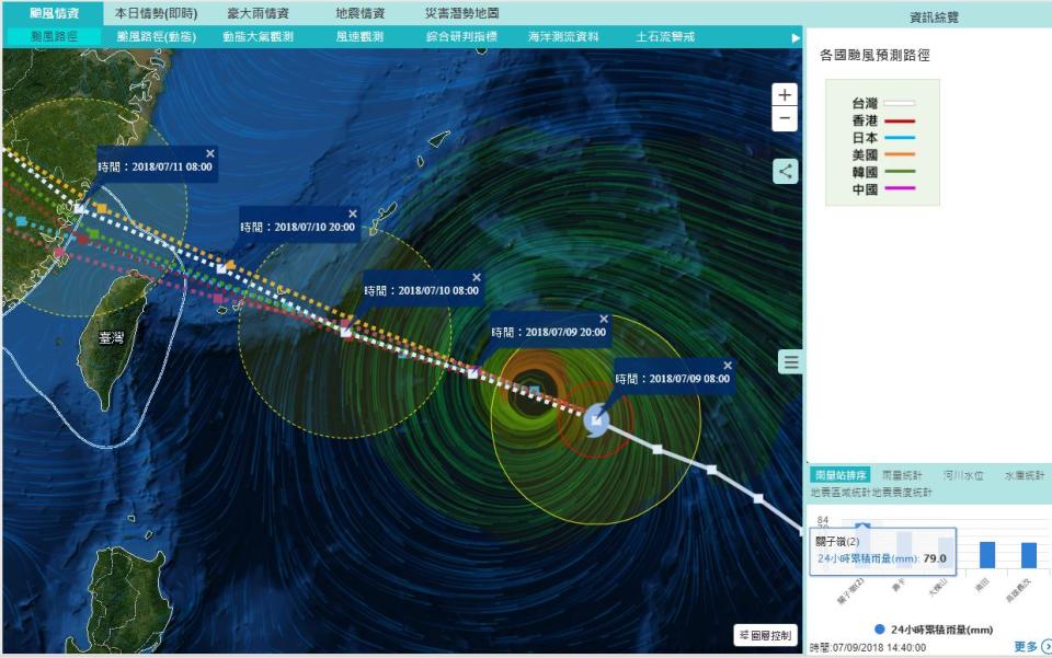 取自國家災害防救科技中心（NCDR）災害情資網颱風路徑圖