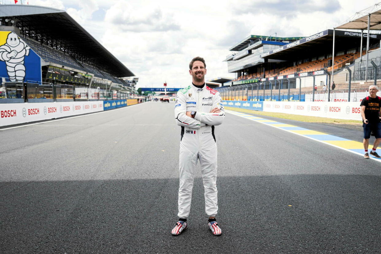 Romain Grosjean arbore les couleurs de l'équipe Lamborghini Iron Lynx, lors de la préparation des 24 Heures du Mans 2024.  - Credit:DPPI - Charly Lopez