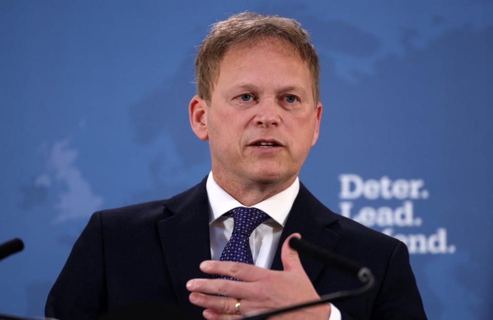 Grant Shapps delivered a speech on the UK’s air strikes in Yemen (EPA)