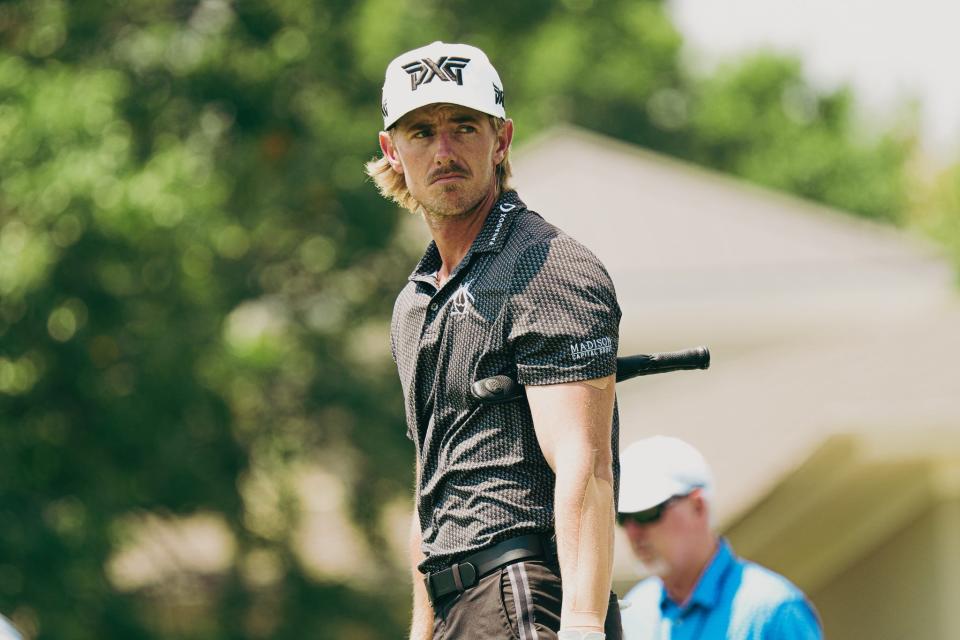 Pro golfer Jake Knapp practices before the start of the FedEx St. Jude Championship on Tuesday, August 13, 2024 at TPC Southwind in Memphis, Tenn.