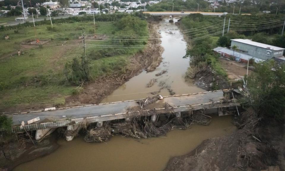 A bridge after Hurricane Fiona hit Villa Esperanza in Salinas, Puerto Rico.