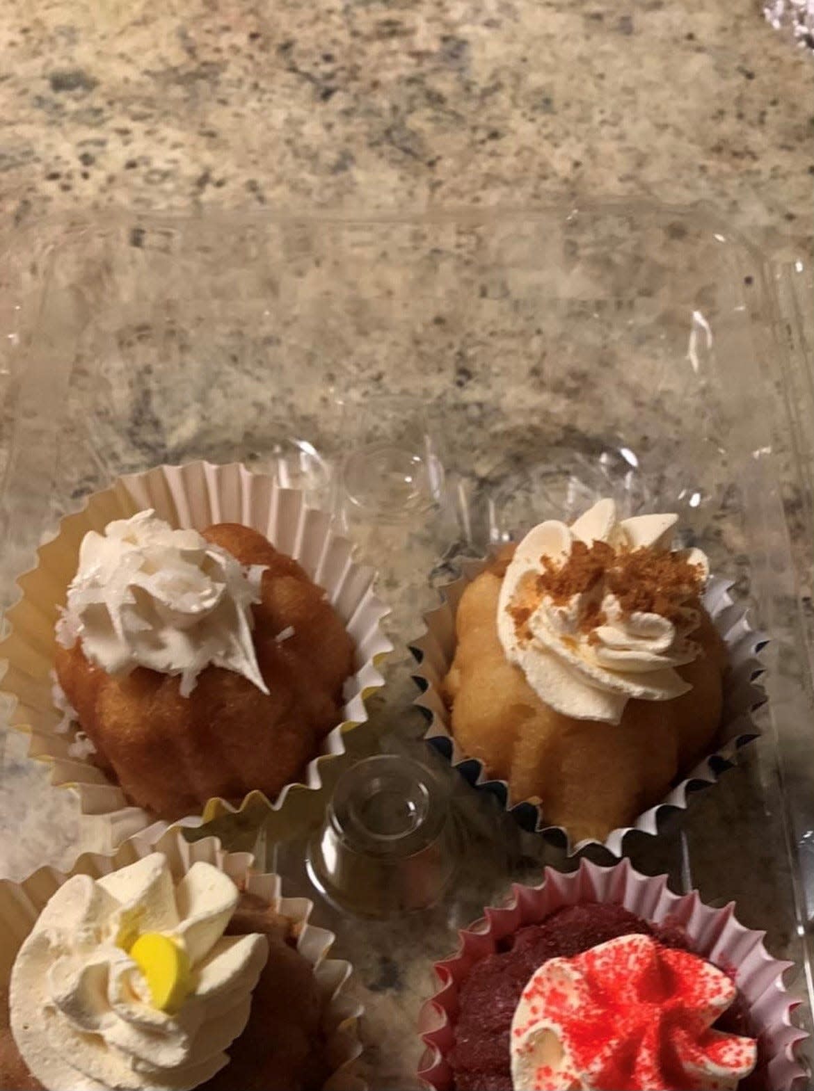 The Sweet Boozy Cakes Bakery & Cafe's boozy bites pictured here are coconut rum, red velvet rum, cookie butter rumchata, banana rum. On Oct. 6, 2023, Sweet Boozy Cakes celebrated its grand opening in the business’ new permanent location in Railroad Square.