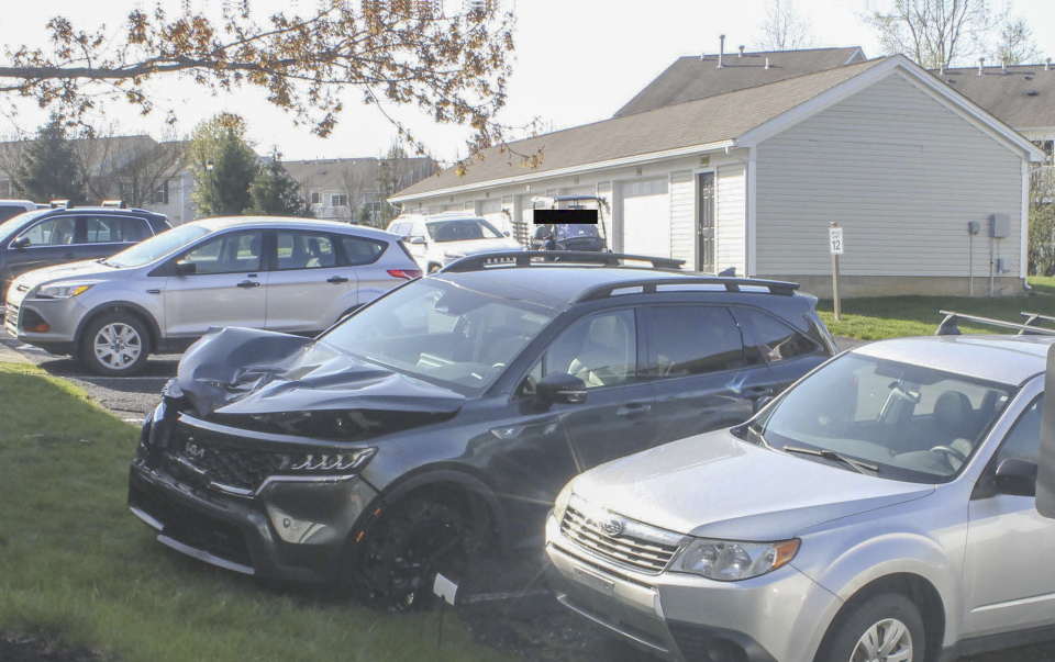 Ortega's SUV's front left tire was blown out, but the impact with the pedestrian was on the right side.