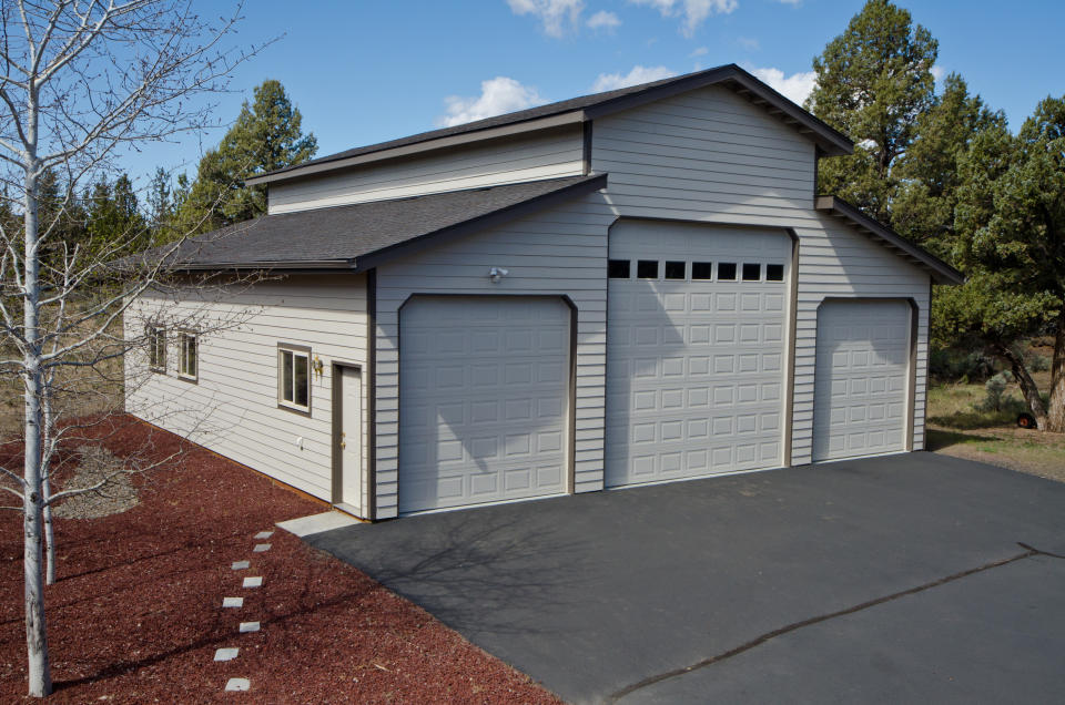 RV garage in a driveway