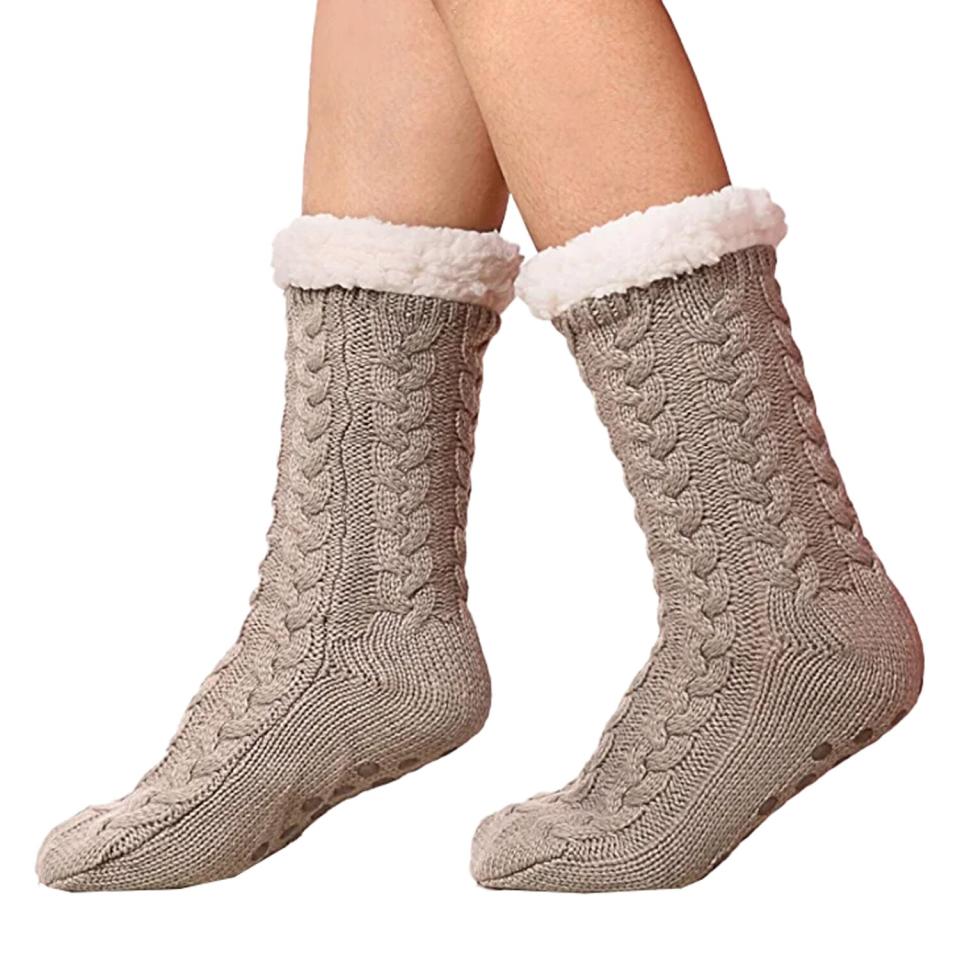 SDBING Women's Winter Super Soft Warm Cozy Fuzzy Fleece-Lined with Grippers Slipper Socks