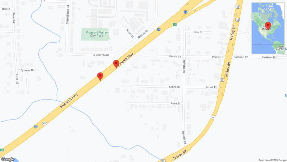 A detailed map that shows the affected road due to 'Broken down vehicle on northbound I-35 in Pleasant Valley' on December 16th at 12:13 p.m.