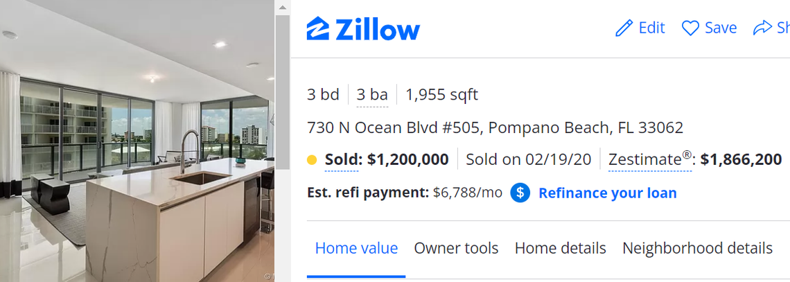 Armando Valdes was ordered to forfeit nearly $8 million and four real estate properties purchased using the ill-gotten proceeds, including this beachfront condominium unit in Pompano Beach worth over $1 million.