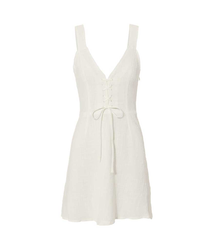 Lightweight lace up white dress for date night. (Photo: The East Offer/Intermix)