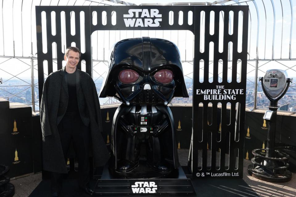 PHOTO: Hayden Christensen lights the Empire State Building ahead of the dynamic light show to celebrate the STAR WARS-themed takeover at The Empire State Building on March 21, 2024 in New York City. (Dimitrios Kambouris/Getty Images for Empire State Realty Trust)