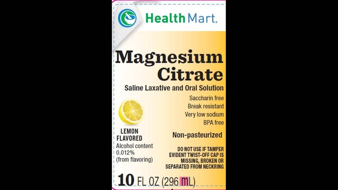 Health Mart Magnesium Citrate laxative, lemon flavor.