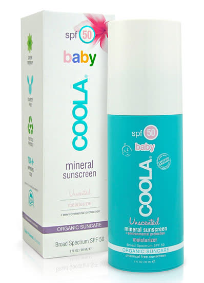 Coola Baby SPF 45 Unscented All Natural Mineral Sunscreen, $25, coolasuncare.com