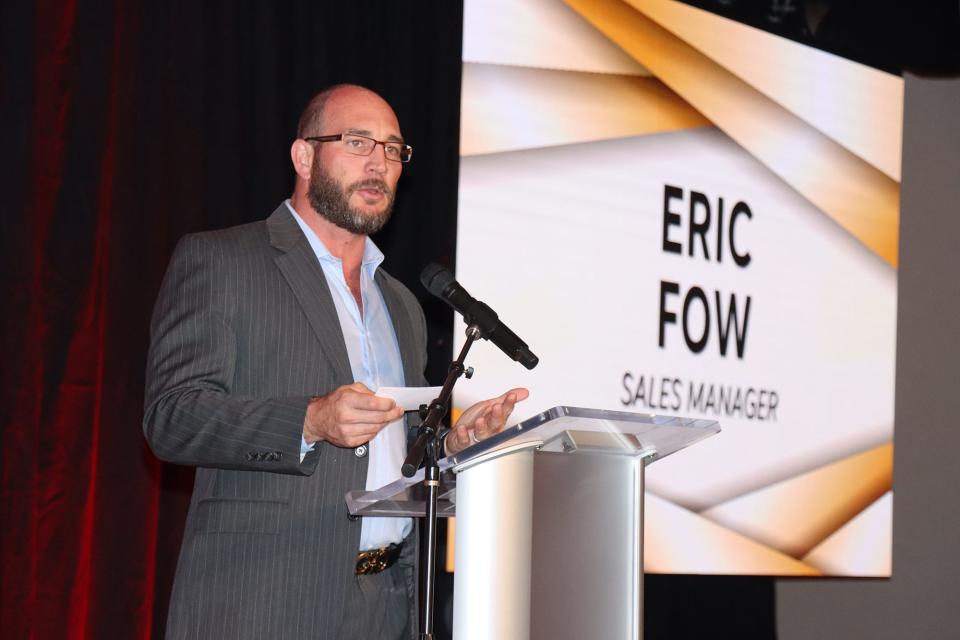 Event host Eric Fow, Senior Regional Sales Leader for Local IQ of Texas, New Mexico, Louisiana, and Mississippi and publisher of the Amarillo Magazine, speaks at the 2022 Best of Amarillo awards ceremony held Friday night at the Amarillo Civic Center.