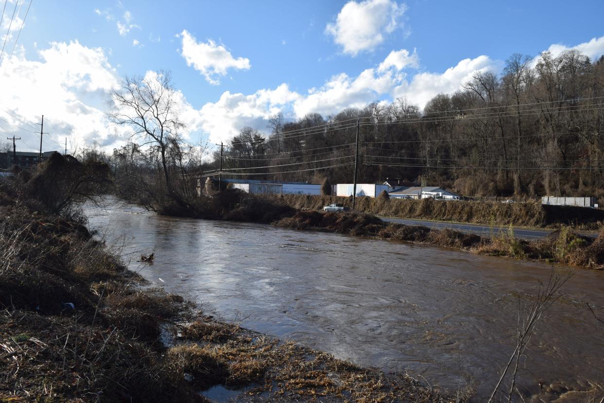 The Swannanoa River rose to nearly 9 feet on Jan. 9, 2024 according to data from the U.S. Geological Survey. It's the highest since flooding in August 2021.
